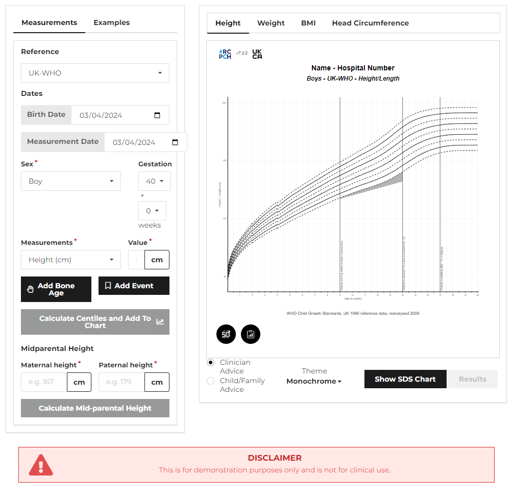 Digital Growth Charts Screenshot